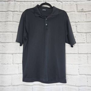 Nike Dri Fit UV Mens Medium Golf Polo Short Sleeve Solid Black